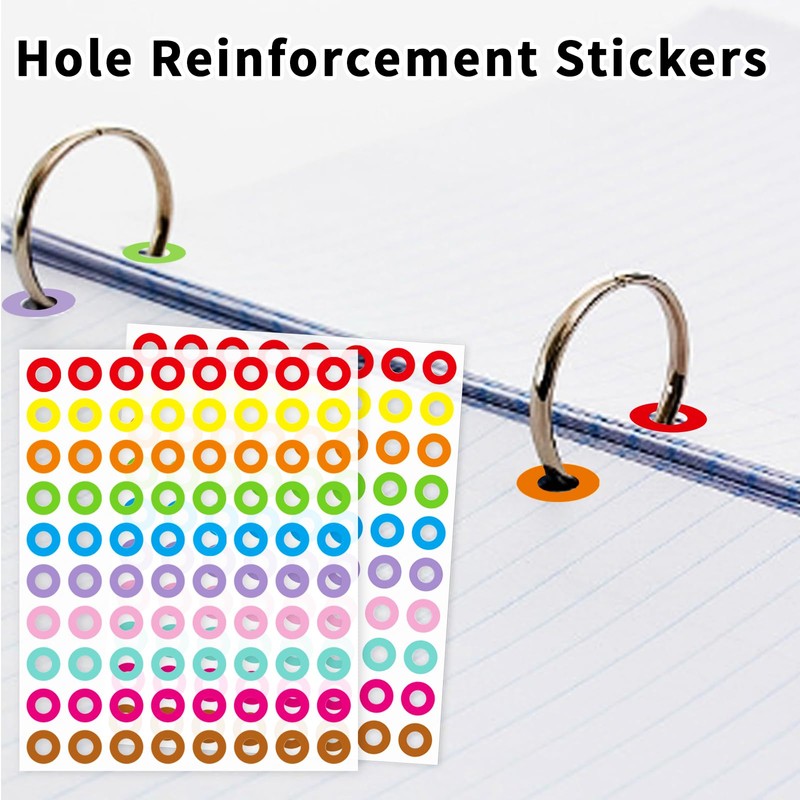 Yeachlaing Hole Reinforcement Stickers Labels,10colors,Pack of 1440