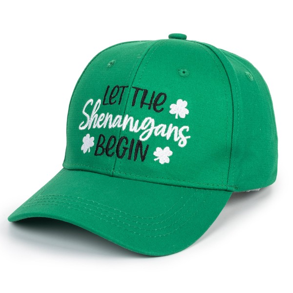 St. Patrick's Day 4 Leaf Clover Baseball Hat Adjustable Embroidery