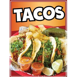 Tacos Decal Window Sticker Food Truck Concession Vinyl Restaura Mexican Food Sign Tacos #2 (14" x 10")