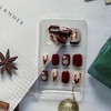 Christmas Press on Nails Wine Red Fake Nails Short Square