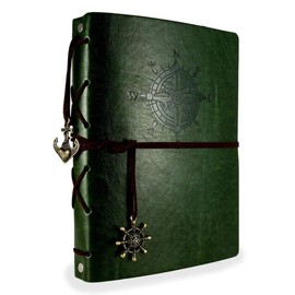 ThxMadam Green Scrapbook Leather Photo Album Vintage Wedding Guest Book Memory Book with 60 Black Pages Present for Valentines Anniversary Mother’s Day Birthday Gift for Teacher Student Kids Friend