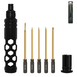 Craznick Hexagonal Screwdriver RC Tool – Hexagonal Screwdriver 1.0/2.0/2.5/3.0 mm + 2.0 mm Cross Screwdriver, 5-in-1 Hand Tool for Axial SCX24 Model Making, Car, Boat, Quadcopter, Black