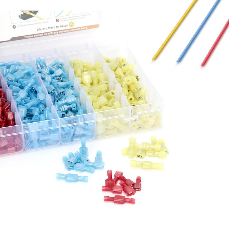 KONBUR 700Pcs Nylon Spade Quick Disconnect Connectors kit, Electrical Fully-Insulated