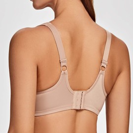 MELENECA Women's Floral Lace Non-Padded Minimizer Full Coverage Underwire Bra Beige-lace 42G