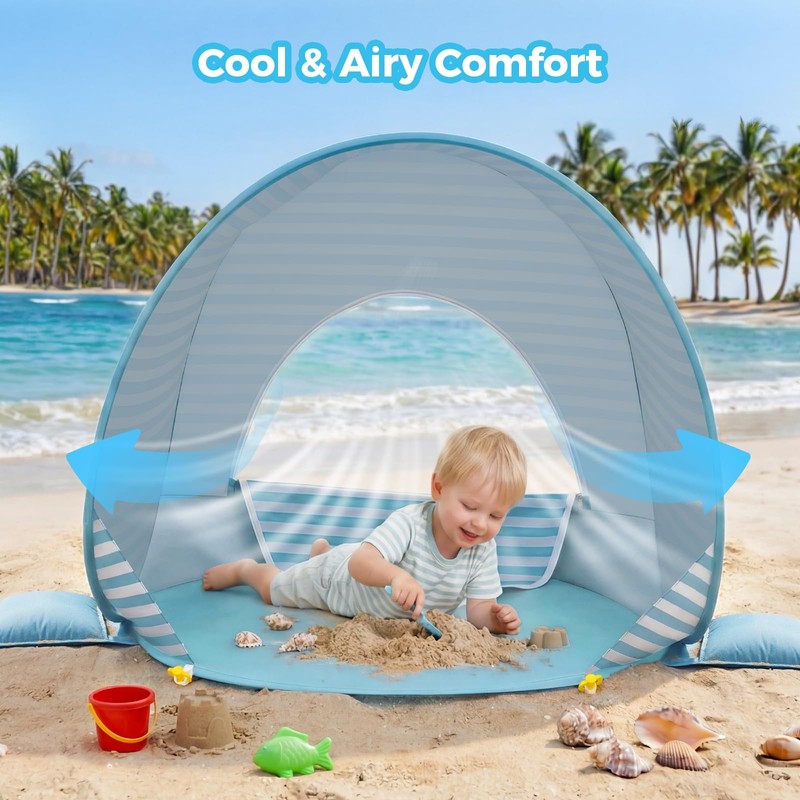 Gorich Pop Up Baby Beach Tent with UPF50+ UV Protection,