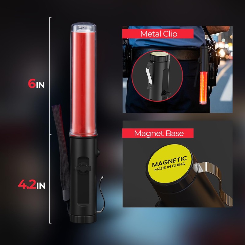 2 Pack Traffic Wand Rechargeable, 10 Inch Traffic Control Baton