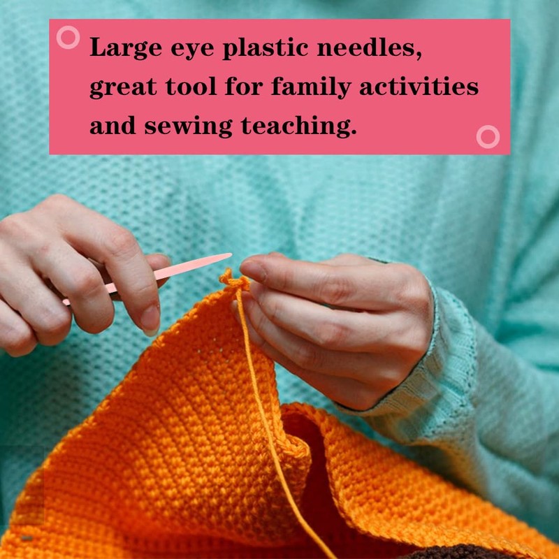LUNARM 50PCS Plastic Sewing Needles, Large Eye Plastic Yarn Needles,
