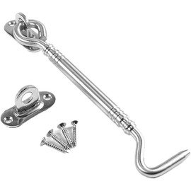 BN Storm Hook Cabin Hook Stainless Steel Heavy Duty Cabin Hook and Eye Lock for Shed, Gate or Garage Door (188mm)
