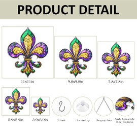 Louisiana Fleur De Lis Acrylic Suncatcher, Mardi Gras Fleur de Lis Window Hanging, Louisiana State Hanging Sign, Mardi Gras Fleur de Lis Ornament, Mardi Gras Window Hanging Suncatcher (7.8x7.8 in)