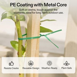 VIVOSUN Twist Ties, 164 ft (50m) PE-Coated Green Plant Ties with Cutter, Reusable & Flexible Tomate Ties for Plant Support, Indoor Outdoor Gardening, Cable Management, Home Office Organization