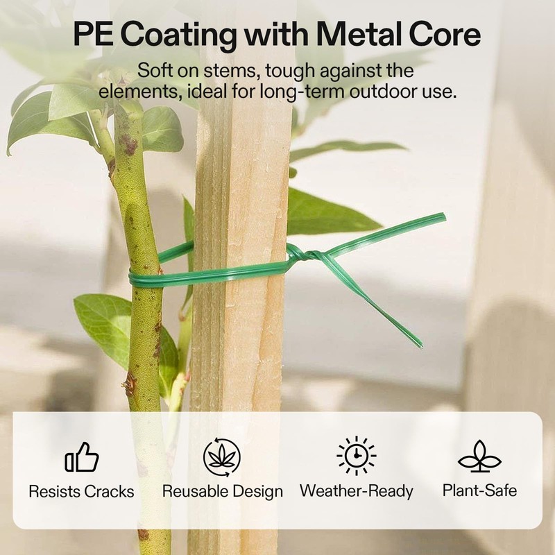 VIVOSUN Twist Ties, 164 ft (50m) PE-Coated Green Plant Ties