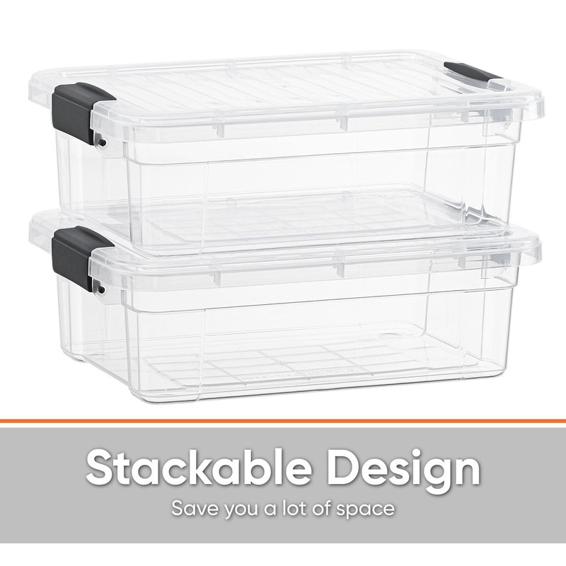 Superio Clear Storage Boxes with Lids, 1.27 Quart Plastic Container