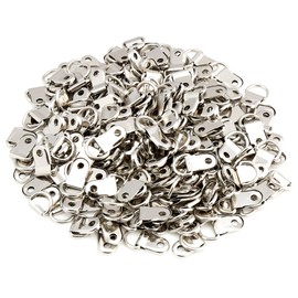 H&S 80x D Rings Picture Photo Frame Hanging Hooks Hangers Canvas Hook Wall Bracket Hanger with Screws Stainless Steel Silver Small