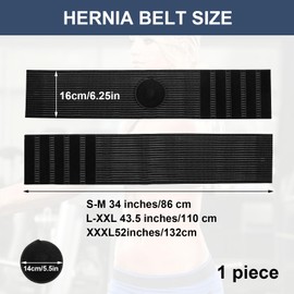 FDFuZhao Umbilical Hernia Belt for Men & Women, Abdominal Support Binder with Hernia Support Pad, Adjustable Truss Support, Black, L