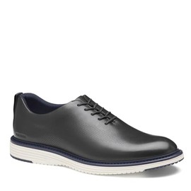 Johnston & Murphy Men's Upton One-Piece Perfed Plain Toe Dress Casual Lace-Up Shoe, Black Full Grain, 10.5 M