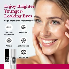 5th & Glow Cyabags - Instant Under Eye Bag Remover Serum For Dark Circles & Puffy Eyes Reduction - Hyaluronic Acid & Vitamin C Cream for Fine Lines, Wrinkles & Crowsfeet, 1 oz