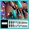 24Pcs Black Press on Nails Medium Square - Multicolor Gradient