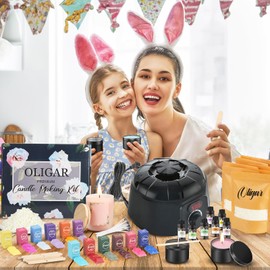 Oligar Complete Candle Making Kit with Wax Melter, Candle Making Supplies, DIY Arts&Crafts Kits Gift for Beginners,Adults,Kids,Including Wax Melter,Rich Scents,Dyes,Candle Tins,SoyWax,Wicks