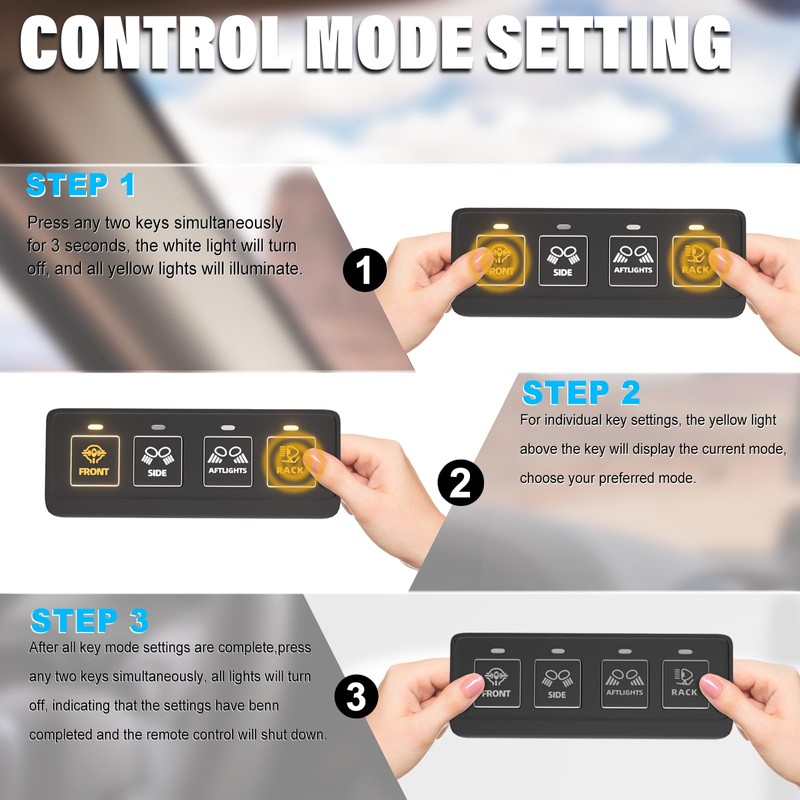 Somaer Wireless 4 Gang Switch Panel,Multifunction Remote Control Offroad Light