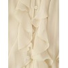 AKODOZO Womens Ruffle Chiffon Blouse Trendy Semi Sheer V Neck