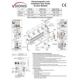 Visionis FPC-5224 300lbs Indoor Electromagnetic Lock with 300 lbs U Bracket for Glass Door for Access Control