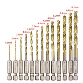 Drill Bit Set 1.5 - 6.5 mm Cordless Screwdriver HSS Titanium Hexagonal Twist Drill Bit