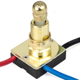 Rotary Light Switch Replacement Kit w/Brass Plated knob Compatible with Zing Ear ZE-116M 3 Wire 3 Way 3A250VAC 6A125VAC for Table Lamps, Floor Torchiere Lamps & Canopy Lights - 5/8" Shank