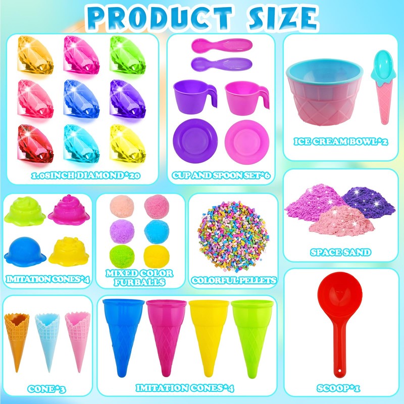 Bbiamsleep Ice Cream Sensory Bin, 61 Pcs Ice Cream Sensory