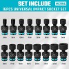 DURATECH 3/8" Drive Swivel Socket Set 16 Pieces Shallow Universal