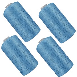 SIMEIQI 4 PCS 400g Summer Sun Hat Yarn for Crocheting, Ice Linen Silk Hand Knitting Light Body Yarn, Polyester Hollow for DIY Summer Cool Hat Shoes Bags Cushions (Blue)