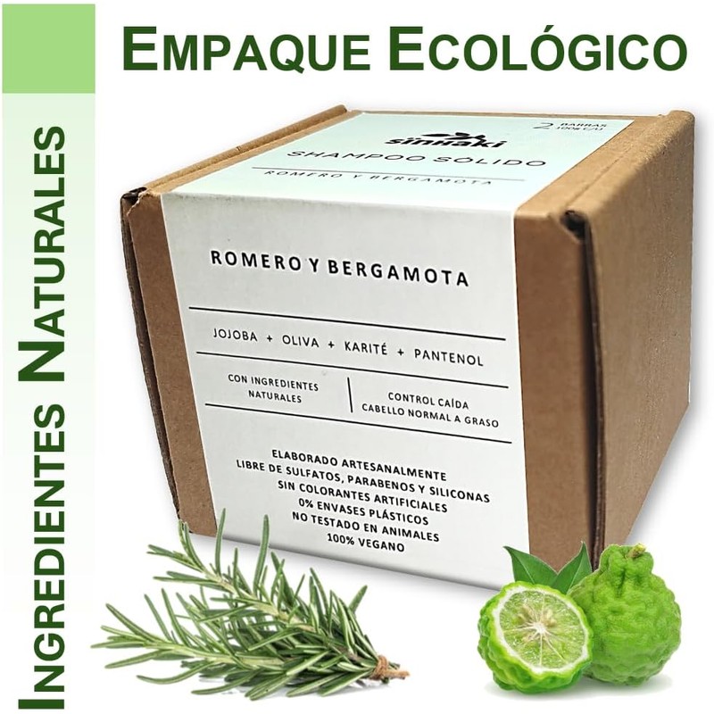 Kit de 2 Shampoos Sólidos de Romero y Bergamota, 100gr
