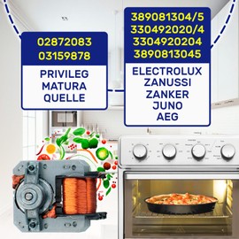 Motor Hot Air Blower for Oven 25W 220-240V 50Hz with Original Code 3890813045 389081304/5 for AEG for Electrolux for Zanussi - Made in EU - Warranty 10 Years - MONTERAL