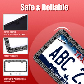 Ocean Waves Fishes License Plate Frame Waves License Plate Frames Stainless Steel Accessories Cars Decor with 2 Holes and Screws Fits Standard US CA Vehicles Size 12.2 x 6 Inches