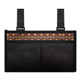 Yzaoxia Horse Wheelchair Accessories Side Bag for Adults Southwest Aztec Armrest Storage Pouch with Cup Holder Walker Organizer Pouches Portable Handicap Basket Roomy Zipper Pocket