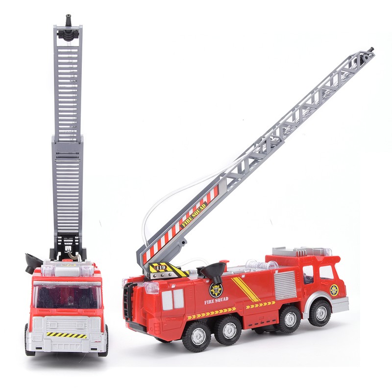 Mini Simulation Aerial Ladder Truck Model Vehicle Fire Fighting Car