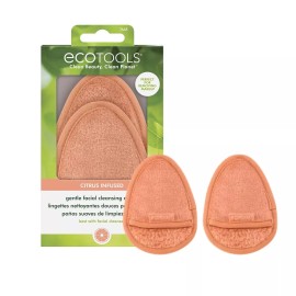 EcoTools Gentle Facial Cleansing Cloths, Reusable, Antioxidant Citrus Pack of 2