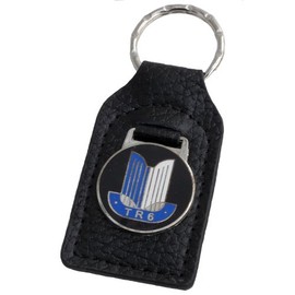 Triumph TR6 Shield Leather and Enamel Key Ring Key Fob