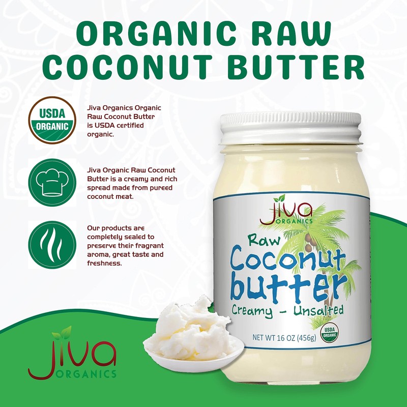 Jiva Organics RAW Organic Coconut Butter 16 Ounce Jar -
