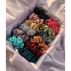 ASZTRIK Soft Luxury Satin Scrunchies for women girls | PACK OF 12 | Scrunchy for Thick Hair Silk Pastel colors, Hair Ties combo, Anti-Hair-Breakage, Hair Scrunchie Set for Girls, Women, Mom, Sister