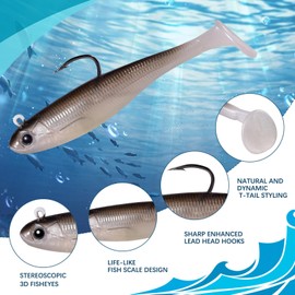 9KM DWLIFE Fishing Lures Pre-Rigged Soft Fishing Lures Bass Bait for Freshwater Saltwater Soft Plastic Lures for Bass Trout Walleye 6pcs