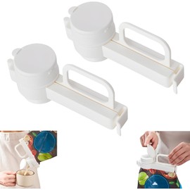 Food Bag Sealing Clip with Pour Spout, Pack of 2 Food Bag Clips with Pour Spouts, Versatile Food Clip with Spout, Suitable for Flour, Snack, Oatmeal and Coffee Great Clips Bags for Kitchen