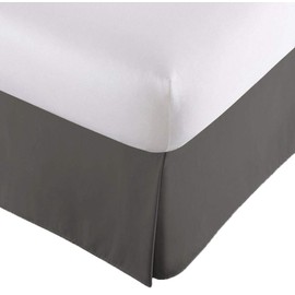 Lux Decor Collection Bed Skirt - Easy Fit Queen Bed Skirt 16 Inch Tailored Drop - Brushed Microfiber Quadruple Pleated Bed Skirt - Wrinkle, Fade, Stain Resistant (Queen, Grey)