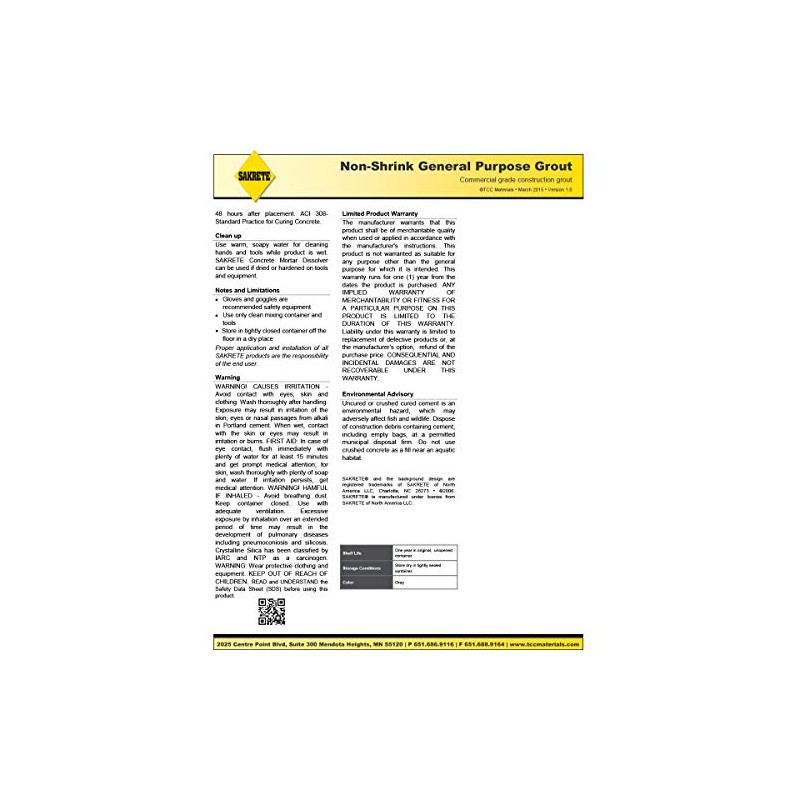 Sakrete Non-Shrink General Purpose Grout (50 Pound, 1)