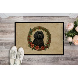 Caroline's Treasures DAC2415JMAT Puli Christmas Flowers Doormat Front Door Mat Indoor Outdoor Rugs for Entryway, Non Slip Washable Low Pile, 24H X 36W