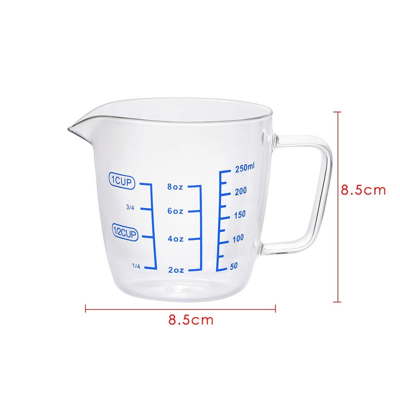 SCSpecial Messbecher Glas 250 ml Messbecher Mehrzweckschale für Flüssigkeit, 1