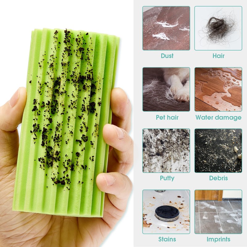 4 Pack Damp Dusting Sponge Duster, Green Dust Cleaning Sponge,