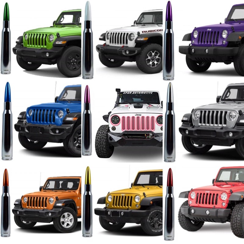 VMS RACING Chrome with Purple Tip Bullet Antenna for Jeep