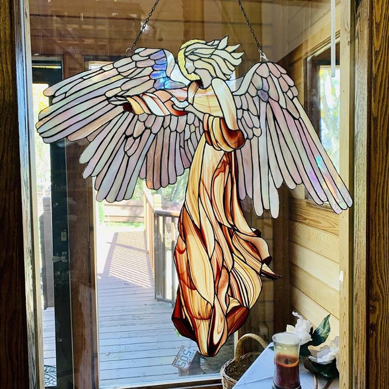 Angel Ornament Window Panel Hanging Angel Suncatcher Home Decoration