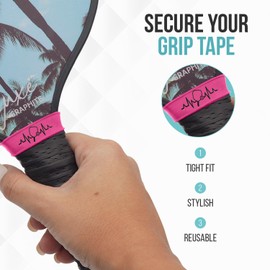 Pickleball Paddle Grip Band – Secures Grip Tape – Fits All Paddle Handles – Silicone Pickleball Paddle Bands with Embossed Design – Pickleball Gifts – Pickleball Grip Bands