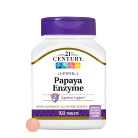 21st Century Papaya Enzyme Chewable Tablets, 100 Count